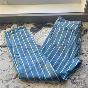 Striped Blue Denim Jeans